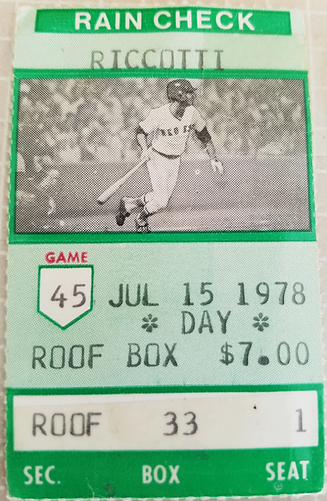 7-15-78 Red Sox tix