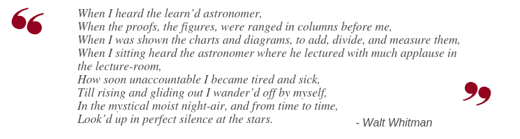 Walt Whitman, Astronomer