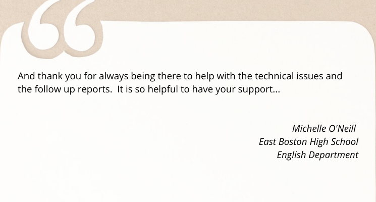 JFY testimonial from Michelle O'Neill, English Dept. at EBHS