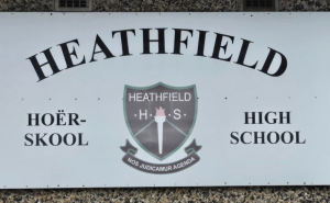 Sign outside Heathfield High School in Cape Town South Africa